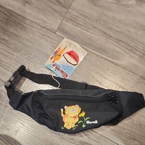NWT Euro Small Black Fanny Pack w/Cat Design Adjustable Straps